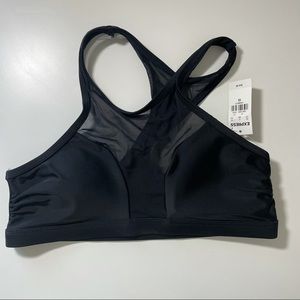 Express Black Mesh High Neck Bikini Swim Top